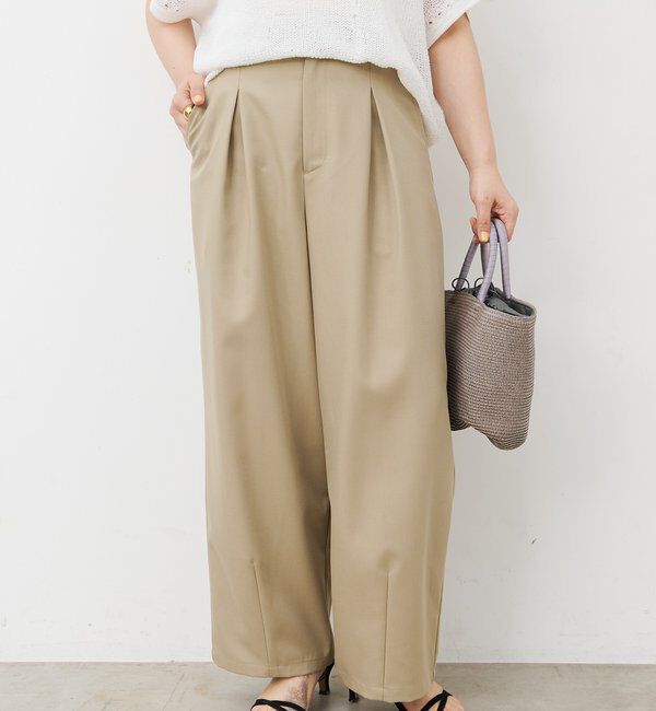  「【接触冷感】バルーンシルエットスラックスパンツ」|スラックス|ベージュ