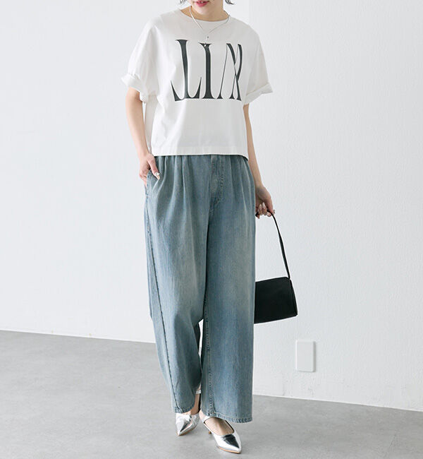  「綿麻デニムイージーパンツ」|デニム|