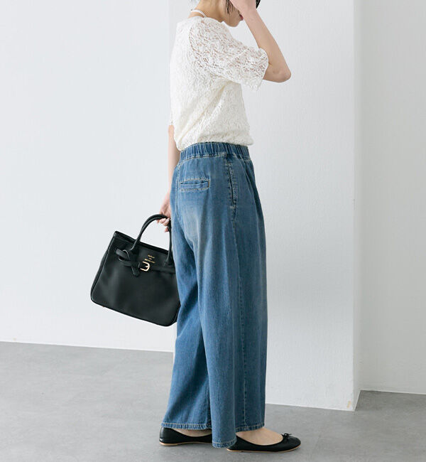  「綿麻デニムイージーパンツ」|デニム|