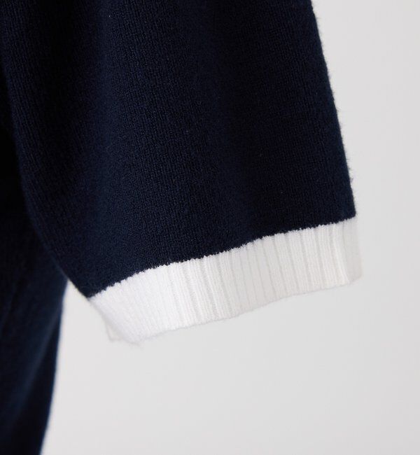  「金ボタン配色衿ニットトップス」|ニット・セーター|