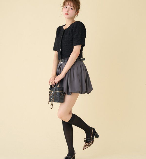  「ベルト付きプリーツバルーンミニスカート」|スカート|