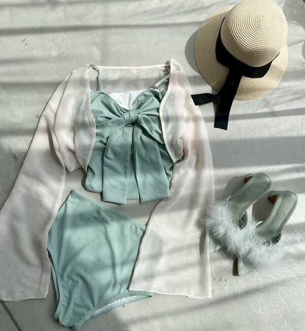  「swimwear/フロントリボン羽織りSET(4点セット)」|その他|