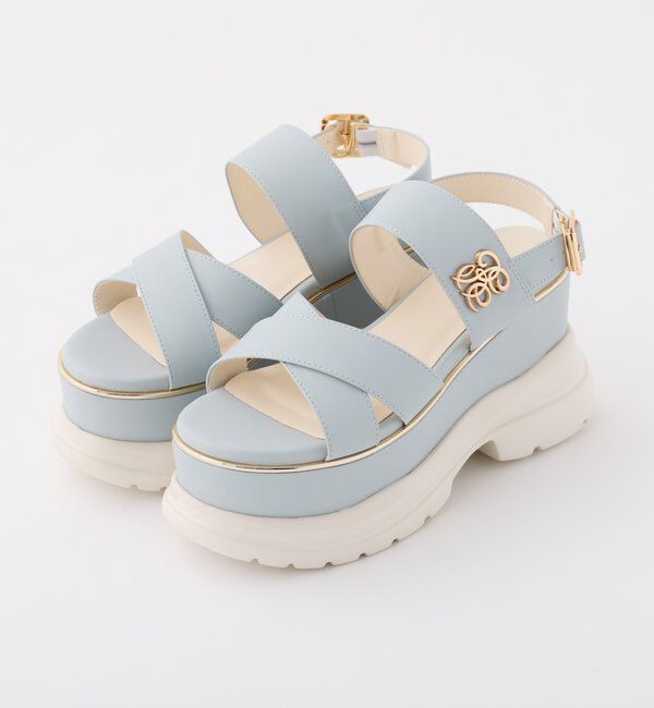  「エンブレム付き厚底サンダル」|その他|サックスブルー