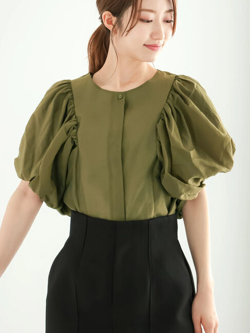 Te chichi「ギャザーバルーンブラウス」|シャツ・ブラウス|カーキ