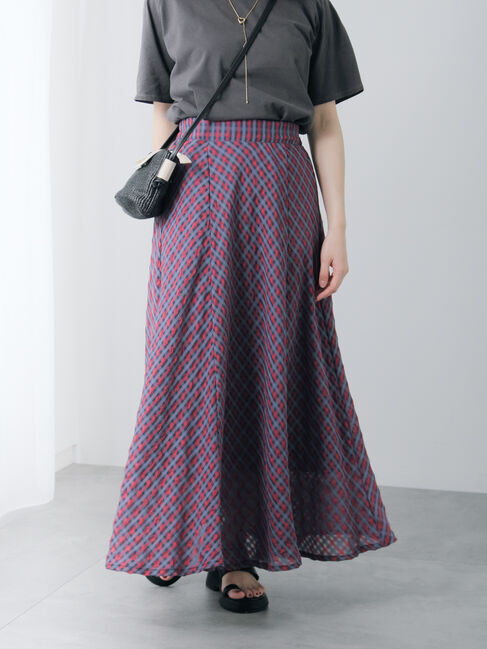 Te chichi TERRASSE「シアーチェックフレアスカート」|スカート|