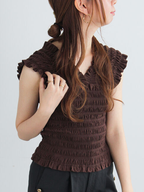 Te chichi「2WAYシャーリングカットソートップス」|Tシャツ・カットソー|