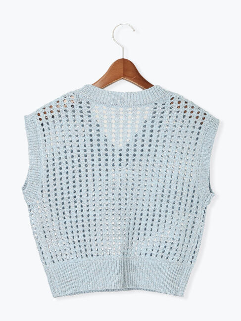 Te chichi TERRASSE「スパンコールメッシュVネックベスト」|ニット・セーター|