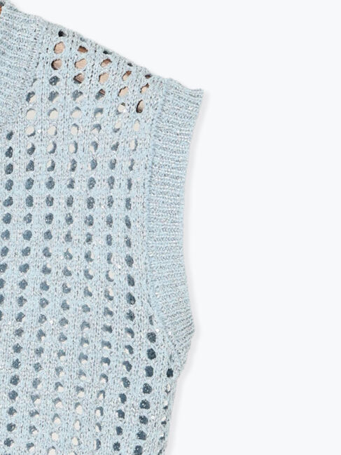 Te chichi TERRASSE「スパンコールメッシュVネックベスト」|ニット・セーター|