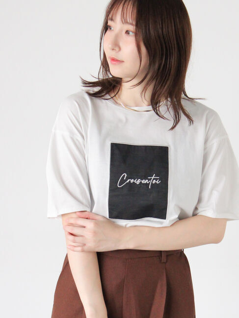 Te chichi TERRASSE「シアーアップリケTシャツ」|Tシャツ・カットソー|オフホワイト