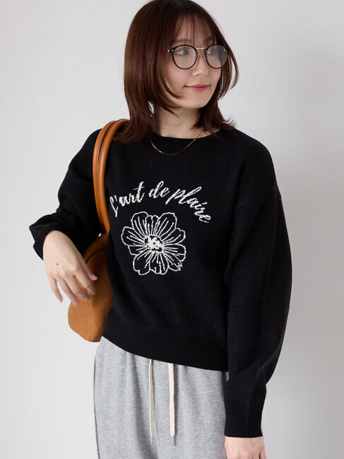 Te chichi TERRASSE「フラワーモチーフロゴニット」|ニット・セーター|