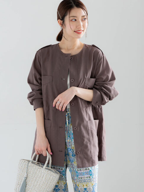 Te chichi「ノーカラーサファリジャケット《2026 spring catalog item》」|その他|ブラウン