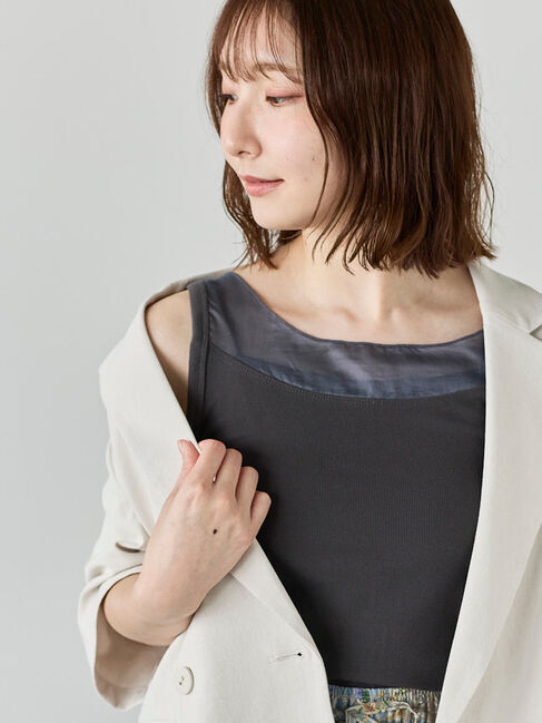 Te chichi「【接触冷感】シアー切替スクエアネックタンクトップ」|タンクトップ|