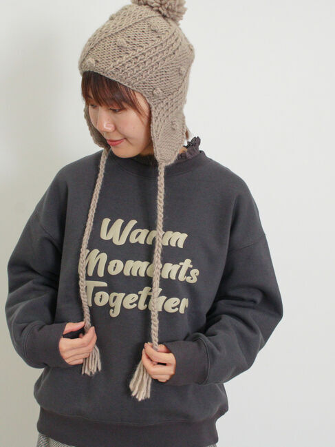 Samansa Mos2「裏ボアロゴプリントスウェット」|Tシャツ・カットソー|