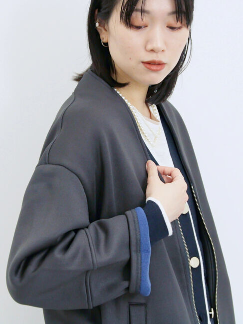 Samansa Mos2 blue「【マシンウォッシャブル】マルチスタイルボンディングブルゾン」|ブルゾン・スタジャン|