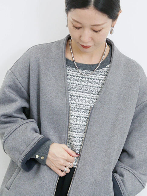 Samansa Mos2 blue「【マシンウォッシャブル】マルチスタイルボンディングブルゾン」|ブルゾン・スタジャン|