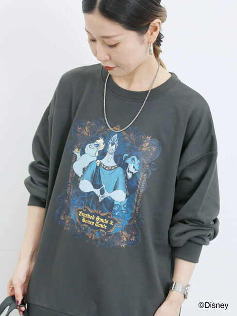 Samansa Mos2 blue「【Disney】ヴィランズ/裏毛スウェット」|Tシャツ・カットソー|チャコールグレー