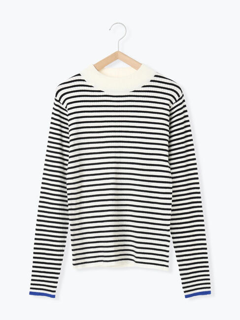 Samansa Mos2 blue「【Hug knit】リブハイネックプルオーバー」|ニット・セーター|