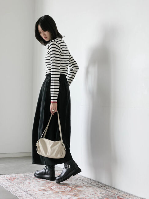 Samansa Mos2 blue「【Hug knit】リブハイネックプルオーバー」|ニット・セーター|