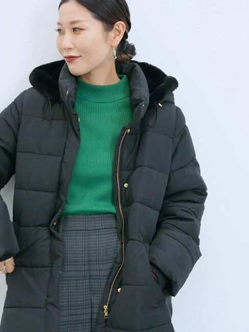 Samansa Mos2 blue「【Hug knit】リブハイネックプルオーバー」|ニット・セーター|