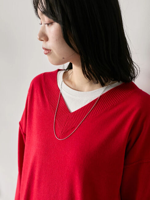 Samansa Mos2 blue「◎Vネックニットプルオーバー」|ニット・セーター|