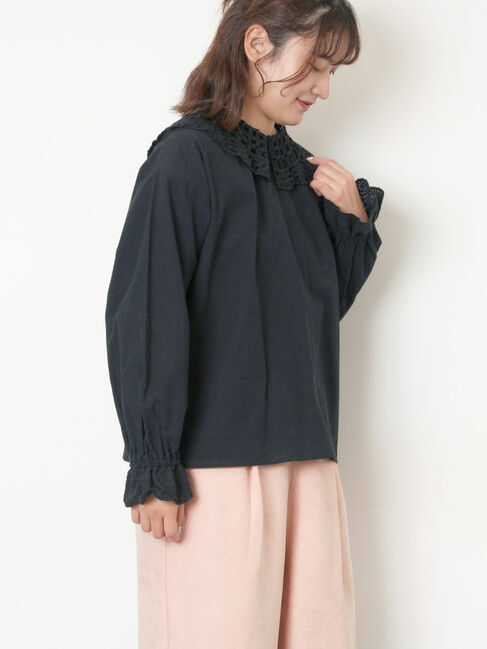 Samansa Mos2「【WEB限定】前後2WAYレース襟ブラウス」|シャツ・ブラウス|