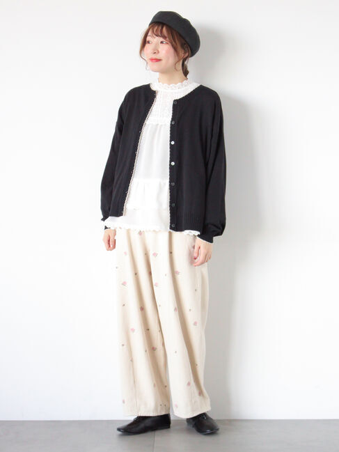 Samansa Mos2「配色スカラップカーディガン」|カーディガン|