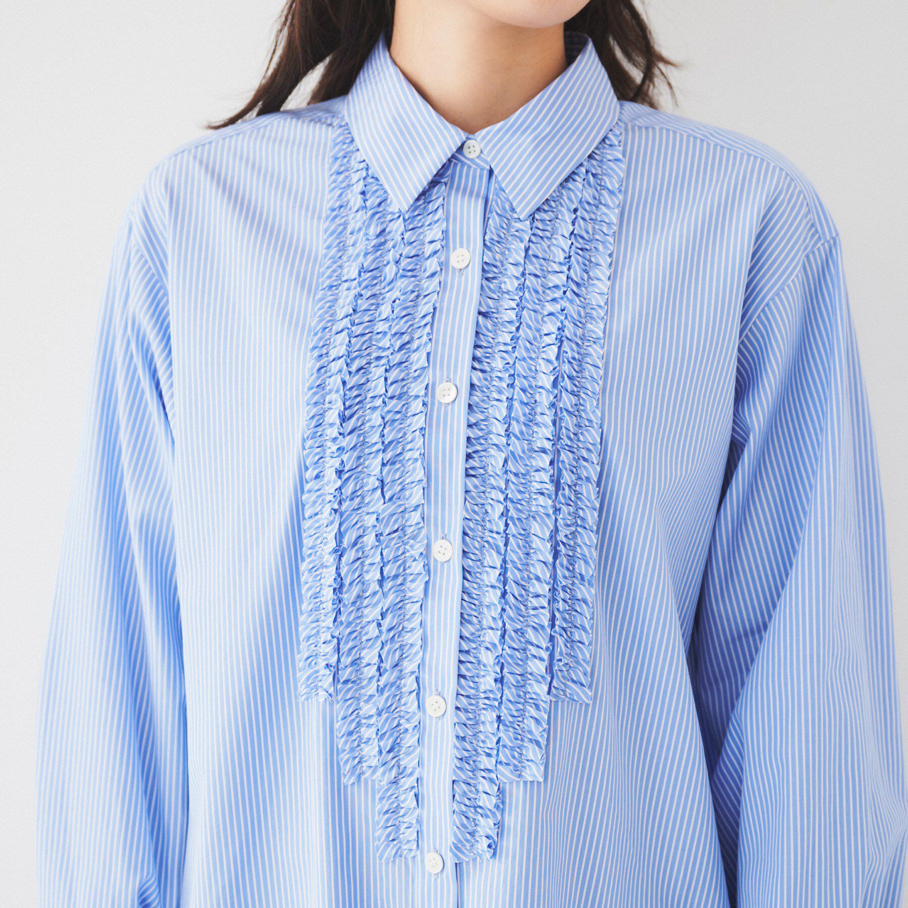 UNTITLED「【コットン100/前開きボタン】フロントフリルシャツ」|シャツ・ブラウス|