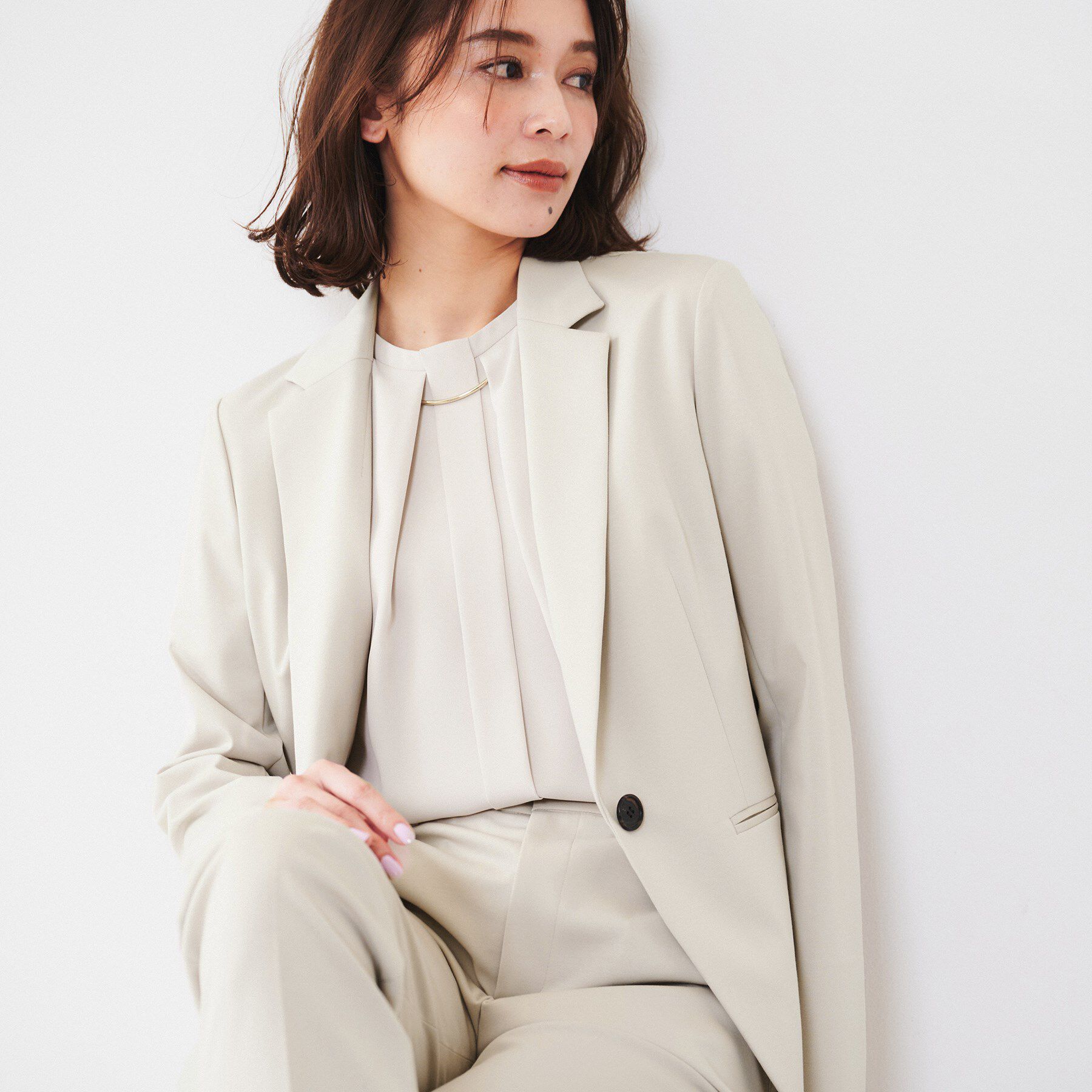 UNTITLED「【通勤スーツ】コットン混ジャージ テーラードジャケット」|テーラードジャケット|ベージュ(052)