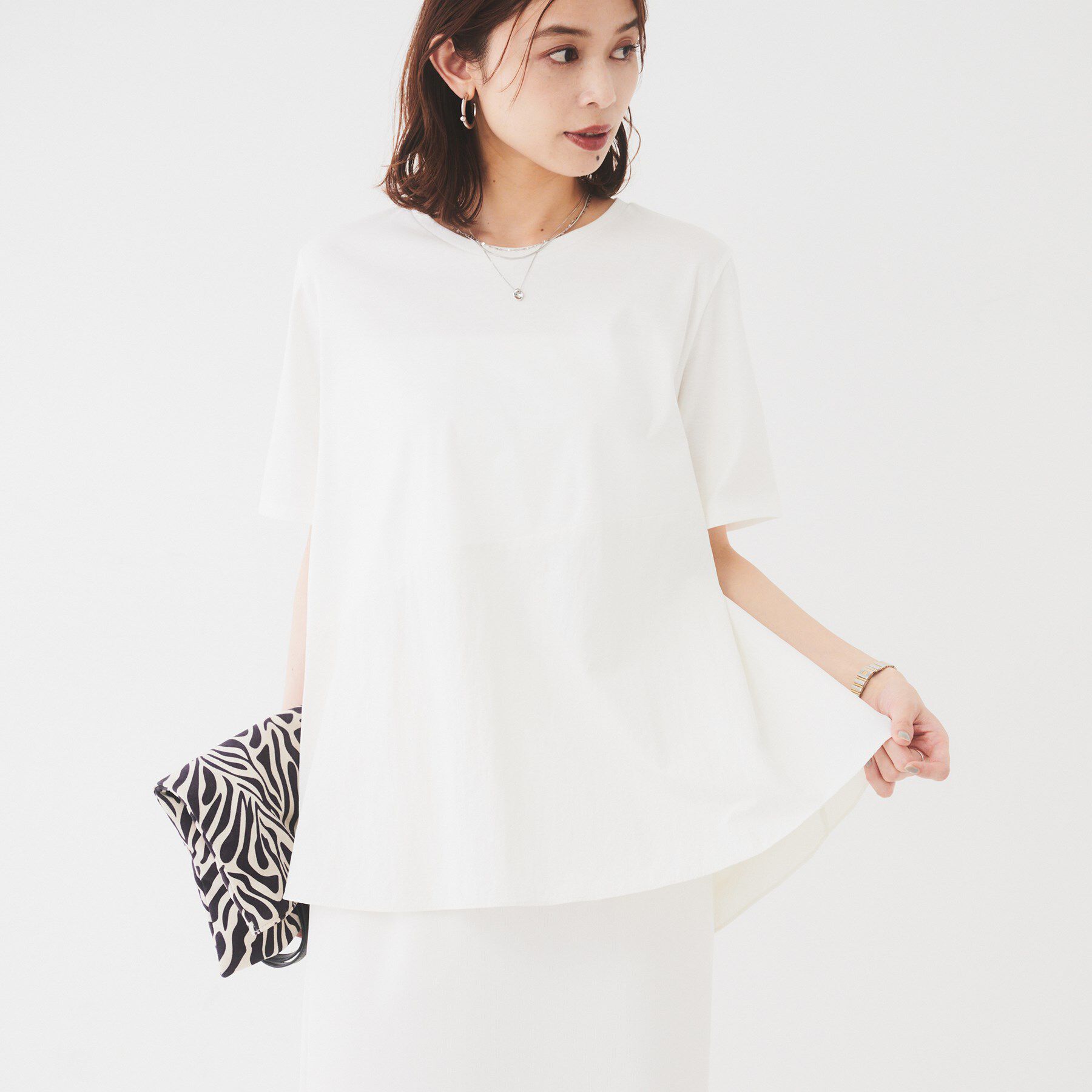 UNTITLED「【UVカット/接触冷感/Tシャツ】異素材ドッキングペプラム」|Tシャツ・カットソー|