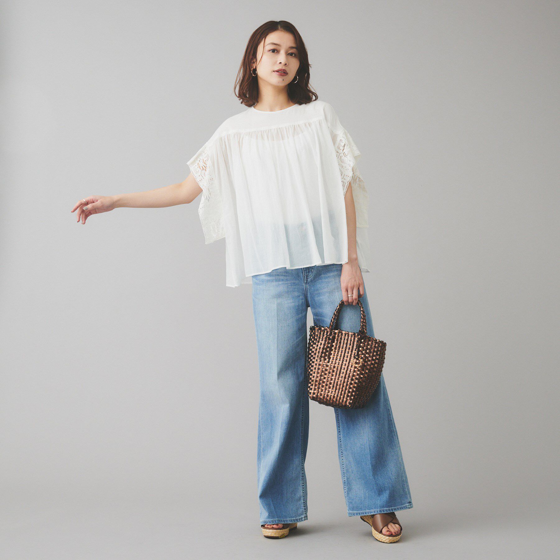 UNTITLED「【Liyoca】コットンシフォン ギャザーブラウス」|シャツ・ブラウス|