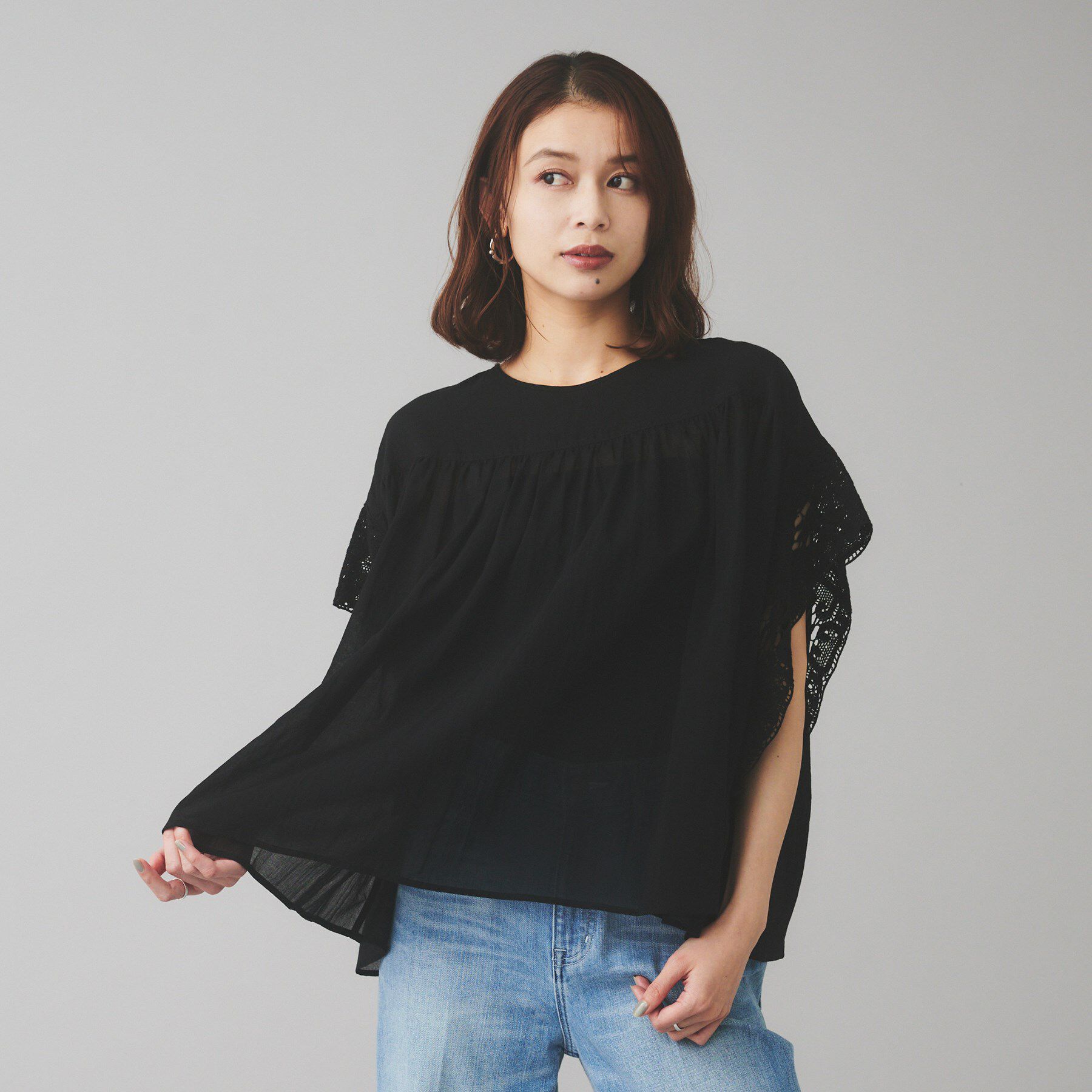 UNTITLED「【Liyoca】コットンシフォン ギャザーブラウス」|シャツ・ブラウス|