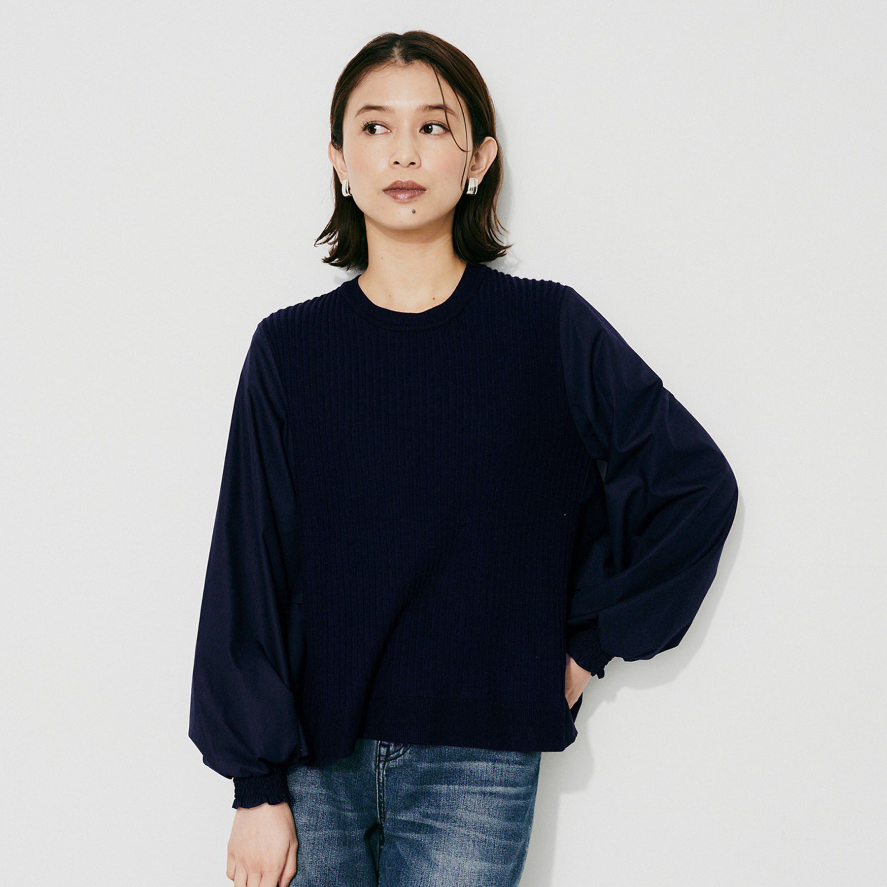 UNTITLED「【TORRAZZO DONNA】ニット&times;ファブリックティアードブラウス」|シャツ・ブラウス|