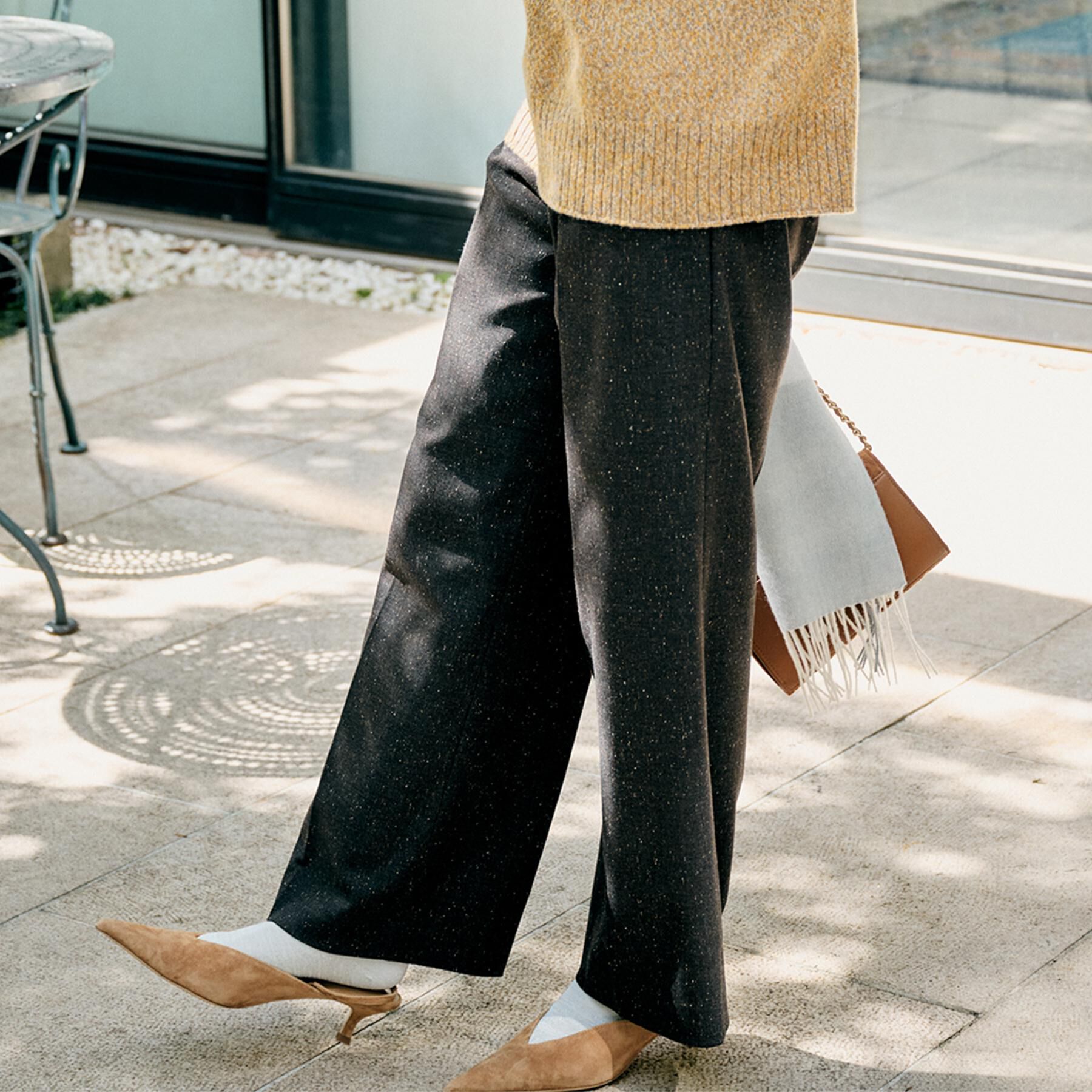 UNTITLED「【ワイド/後ろゴム/シーズンレス】シルクネップツイードパンツ」|その他|