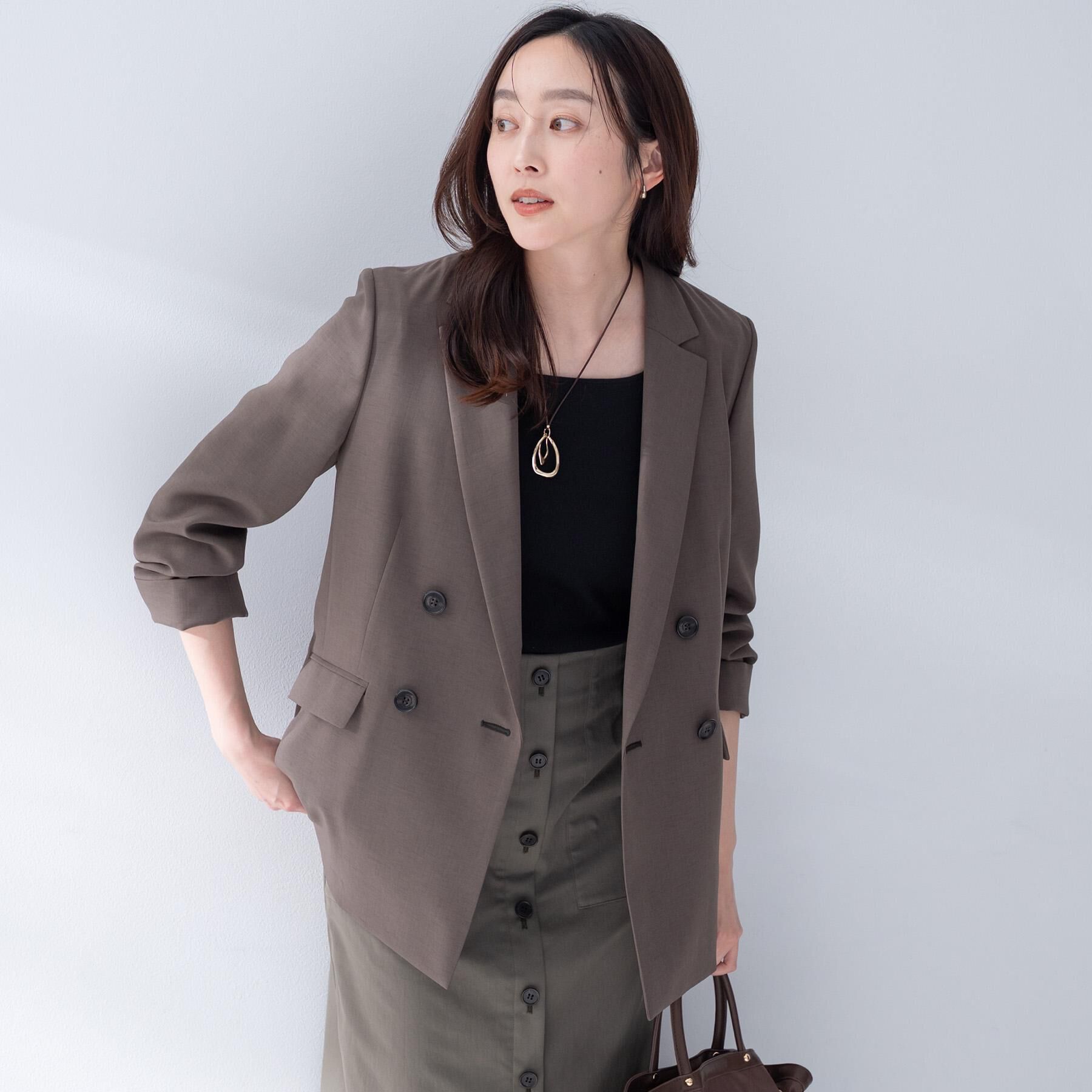 UNTITLED「【接触冷感/UVカット/洗える】エアリー ダブルブレストジャケット」|テーラードジャケット|