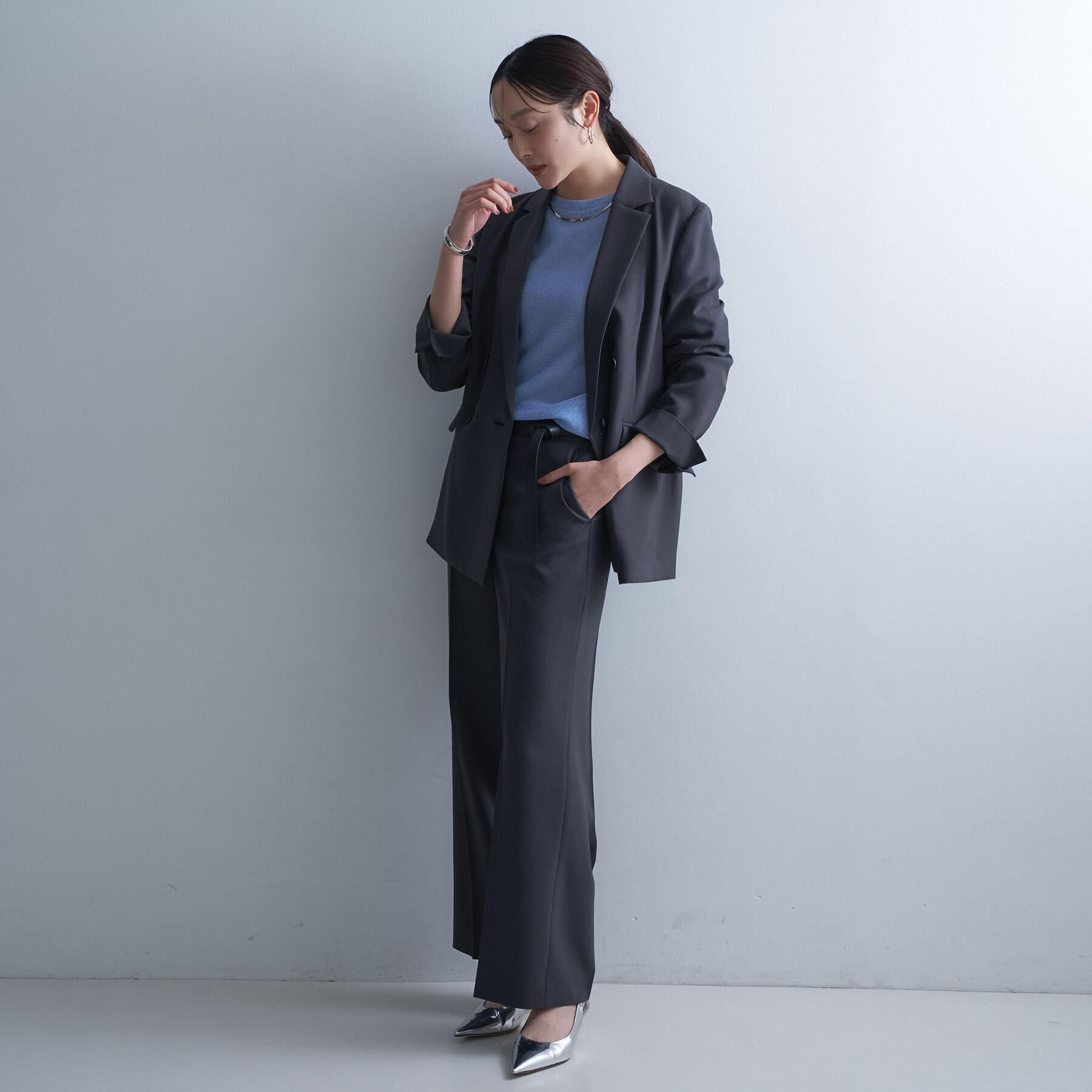 UNTITLED「【接触冷感/UVカット/洗える】エアリー ダブルブレストジャケット」|テーラードジャケット|