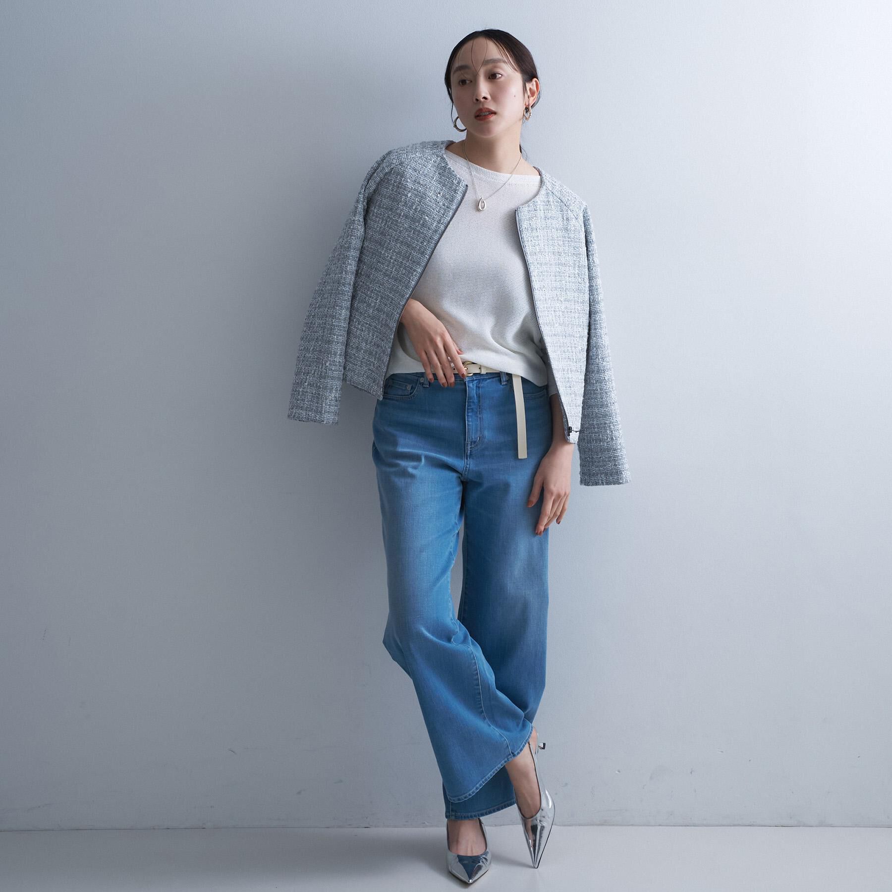 UNTITLED「【きれいめカジュアル】ツイードジップジャケット」|ブルゾン・スタジャン|