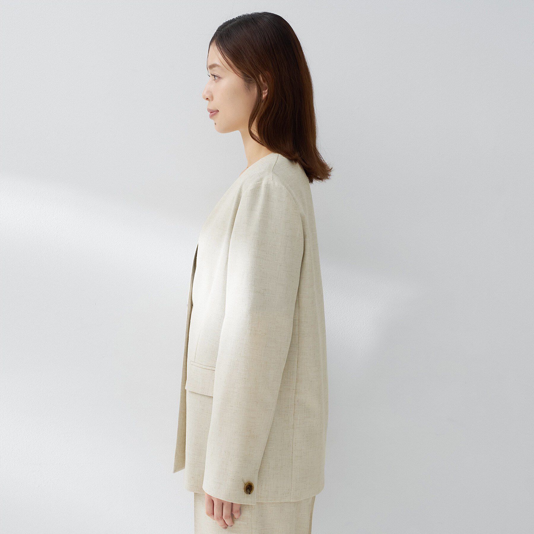 UNTITLED「スラブカラーレスジャケット」|ノーカラージャケット|