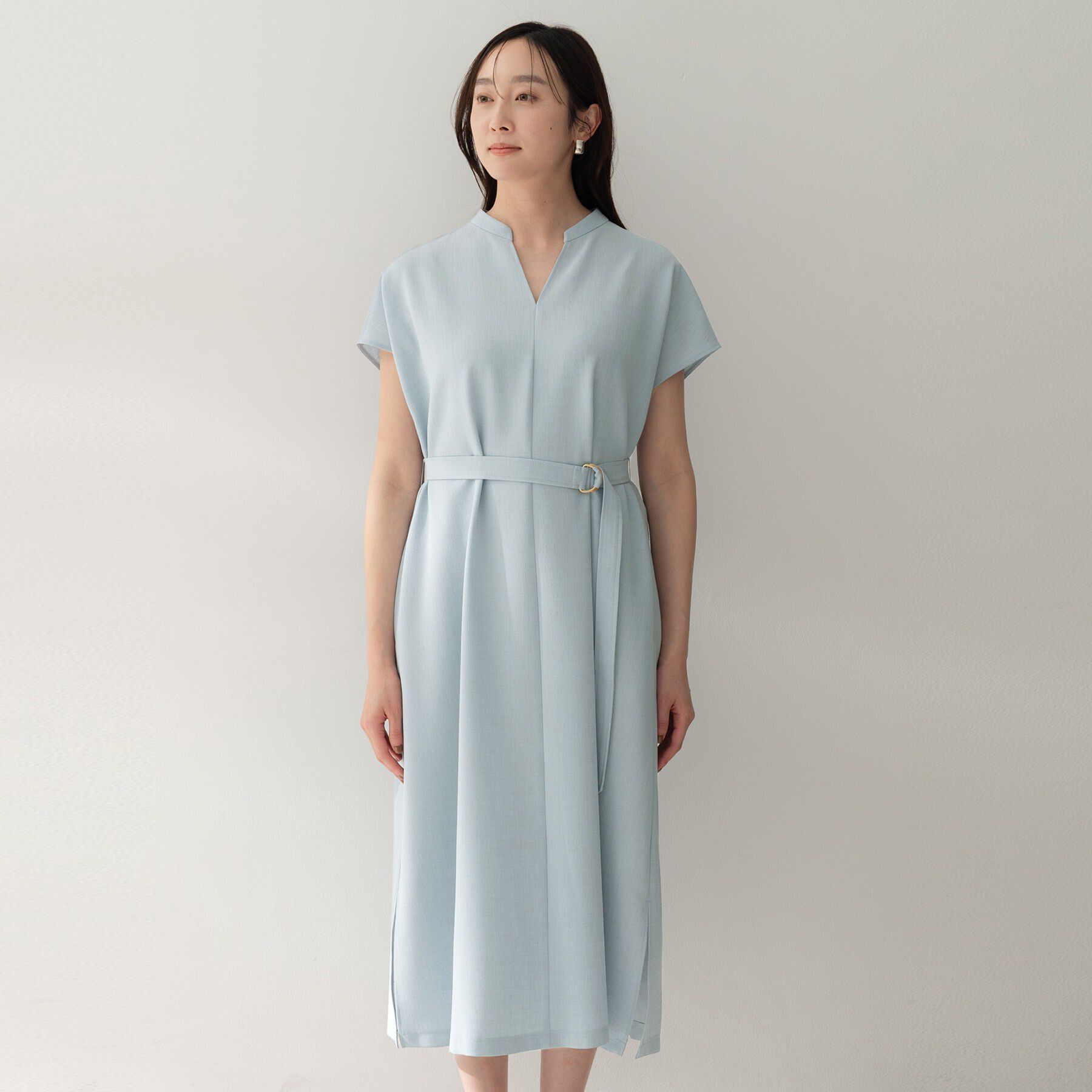 UNTITLED「スラブバンドカラーワンピース」|ワンピース|