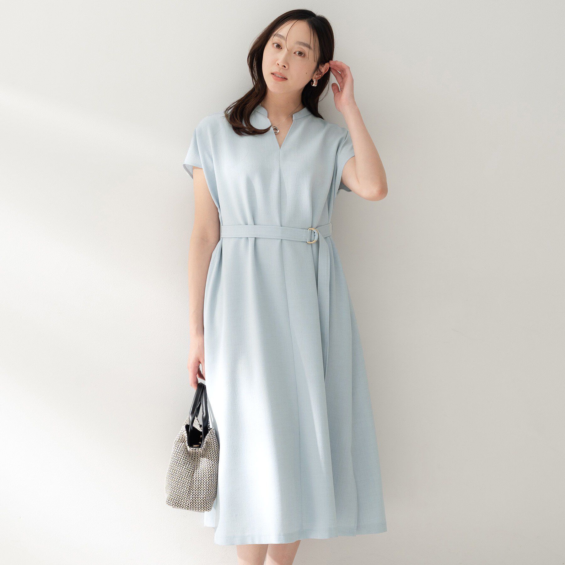 UNTITLED「スラブバンドカラーワンピース」|ワンピース|サックスブルー(69
