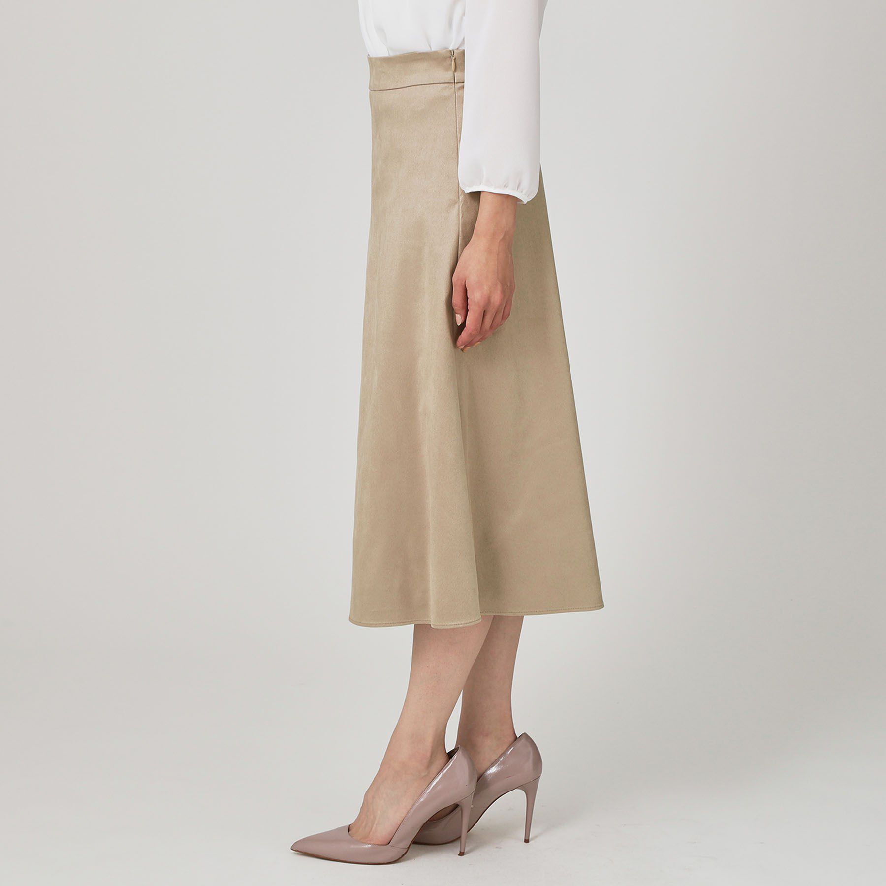 COUP DE CHANCE「【手洗い可／日本製／セットアップ可】スェード調素材フレアスカート」|スカート|