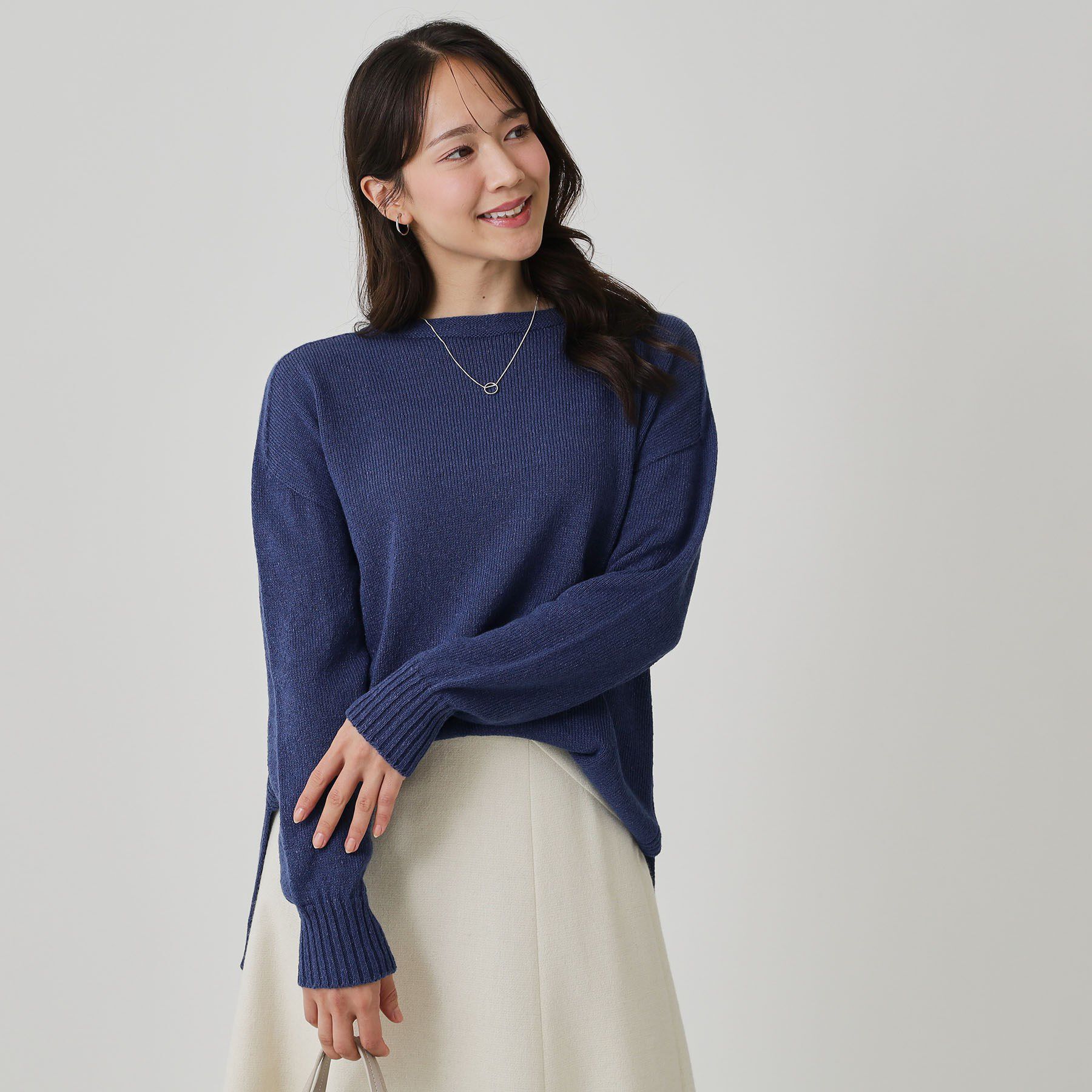 COUP DE CHANCE「【手洗い可／日本製】ヒップ丈ニットトップス」|ニット・セーター|ブルー(092)