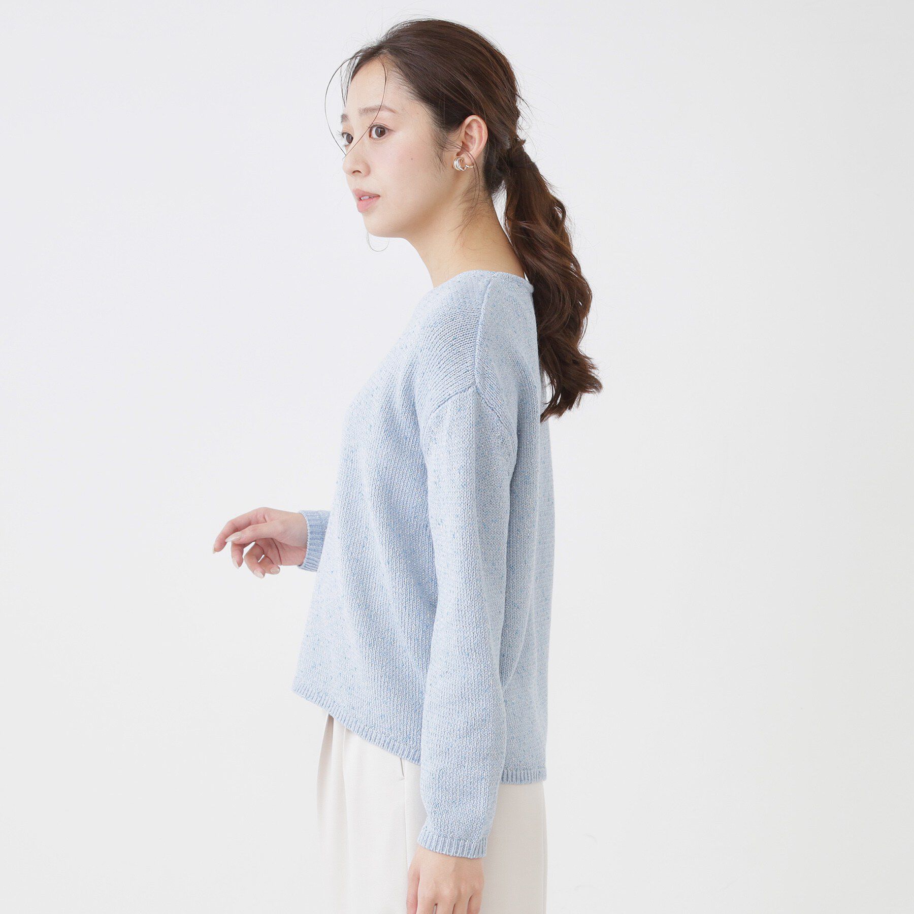 COUP DE CHANCE「【手洗い可】ラメ混Vネックニット」|ニット・セーター|