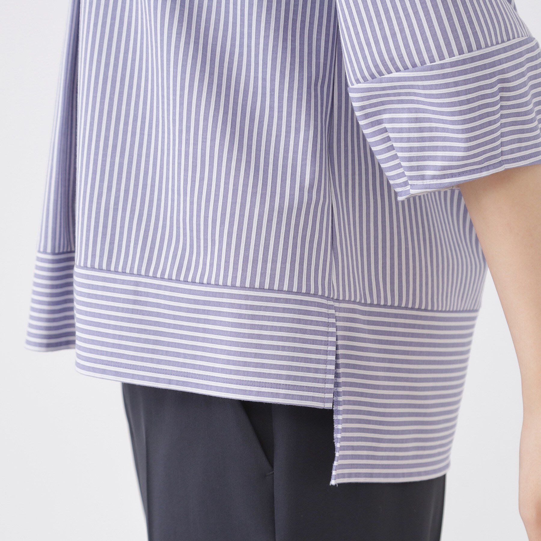 COUP DE CHANCE「【手洗い可／日本製】ストライプ柄ジャージートップス」|Tシャツ・カットソー|