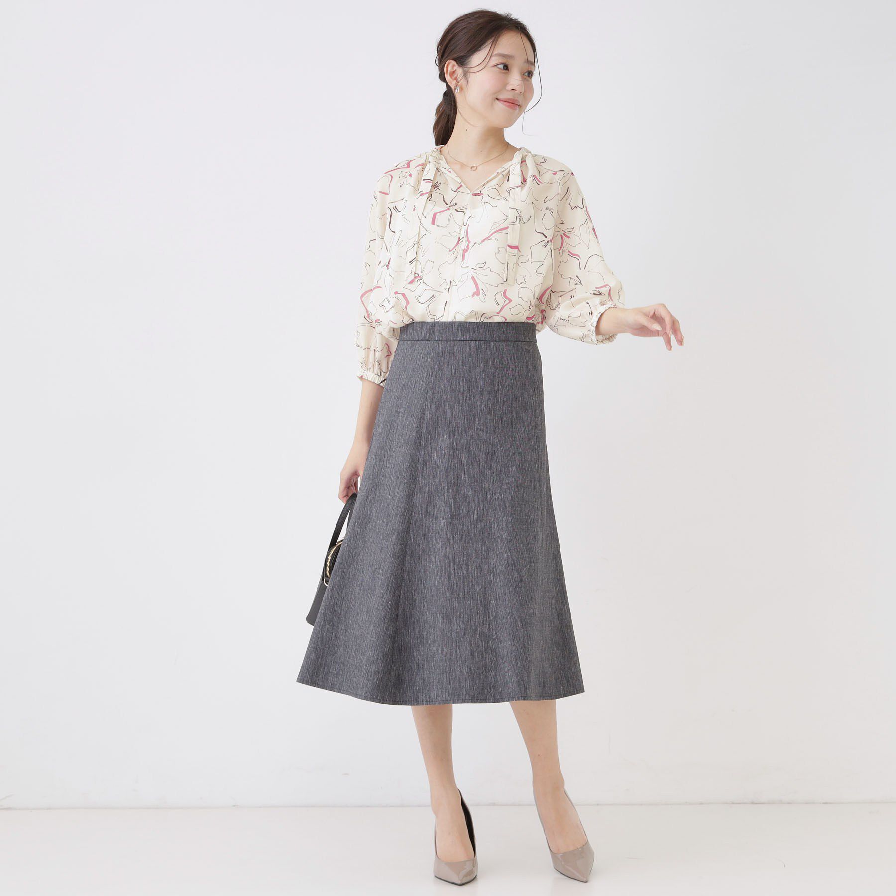 COUP DE CHANCE「【手洗い可/通勤服】シアーローン花柄ブラウス」|シャツ・ブラウス|