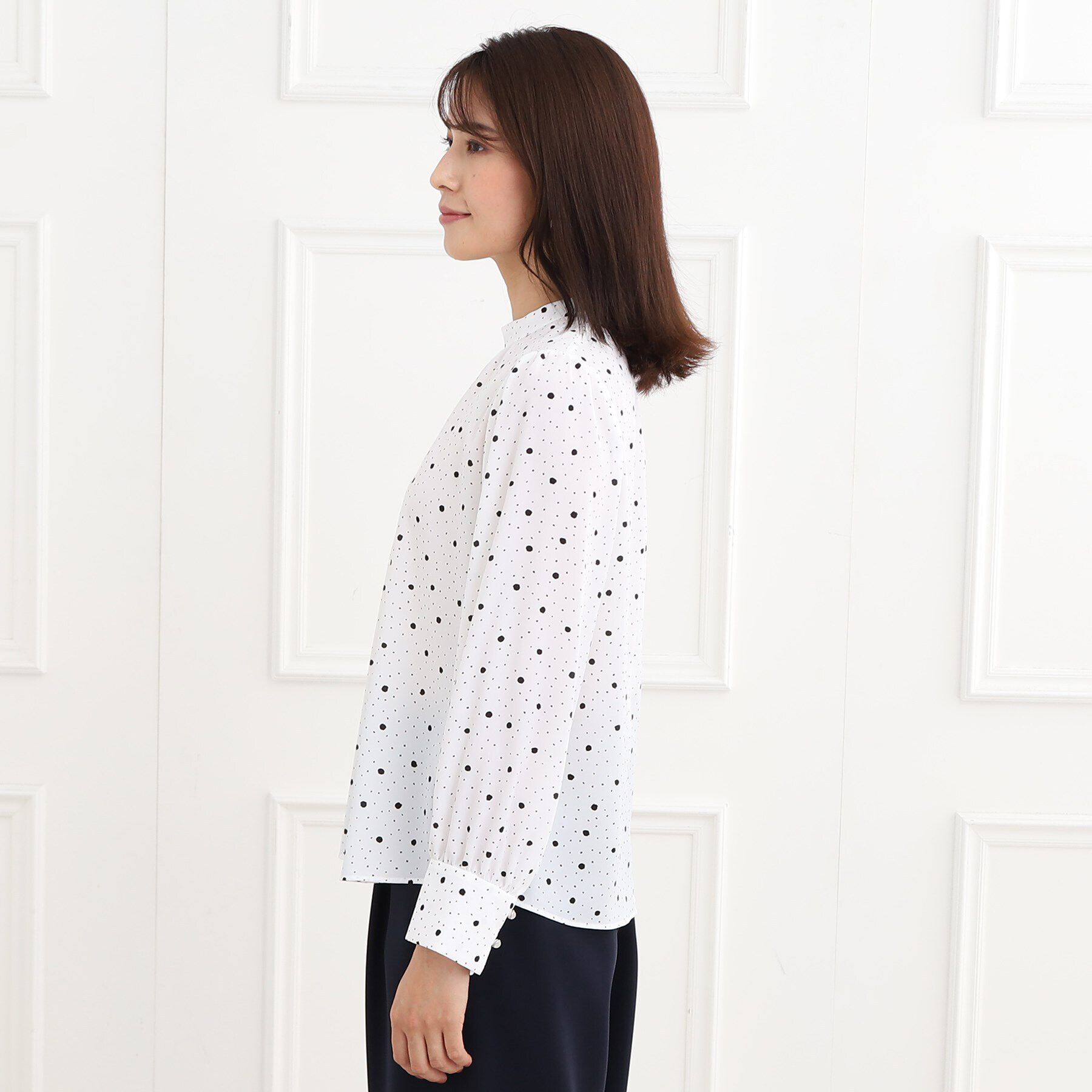 Reflect「【フォーマル/マシンウォッシュ可】ドットプリントブラウス」|シャツ・ブラウス|