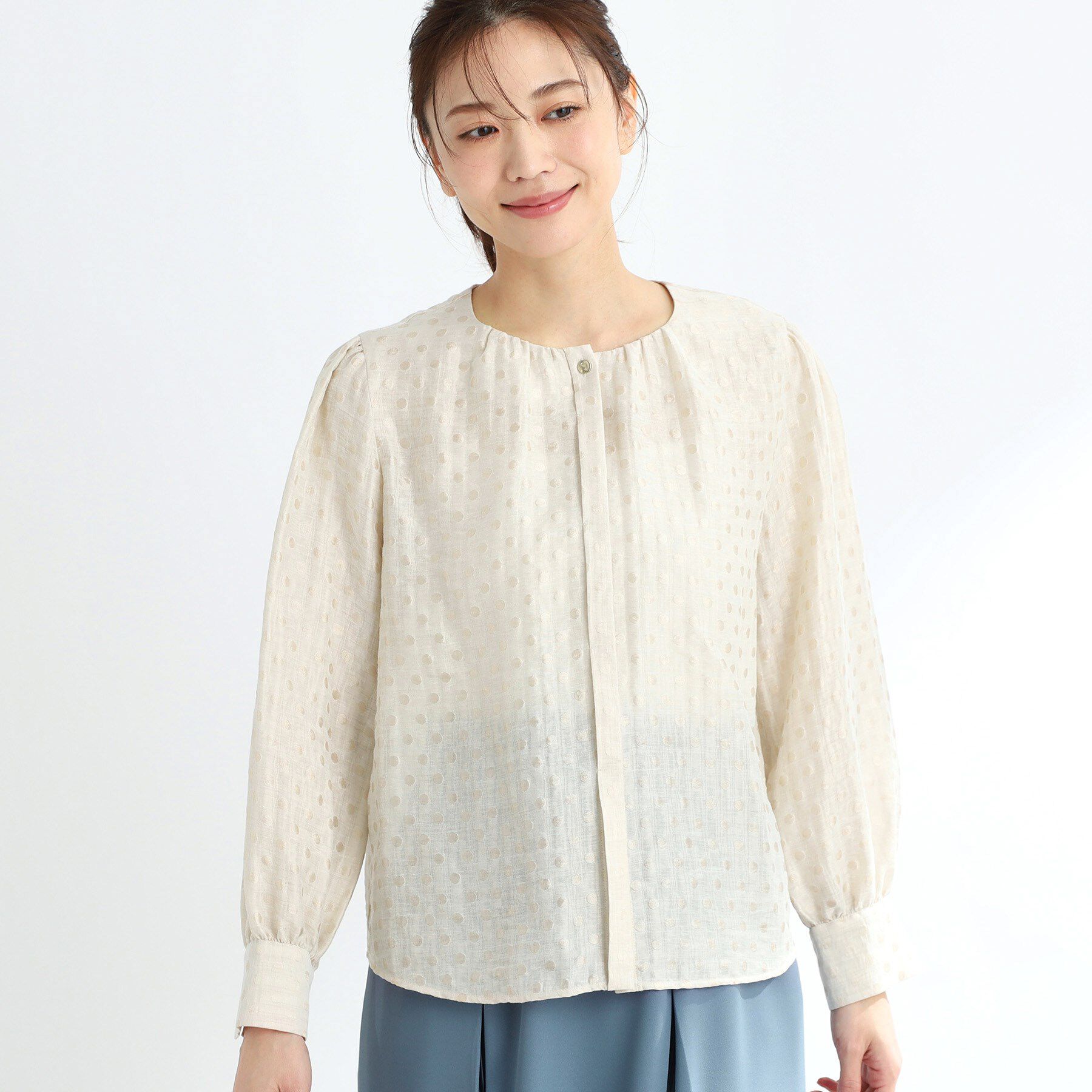 Reflect「【手洗い可】ドットジャカードブラウス」|シャツ・ブラウス|