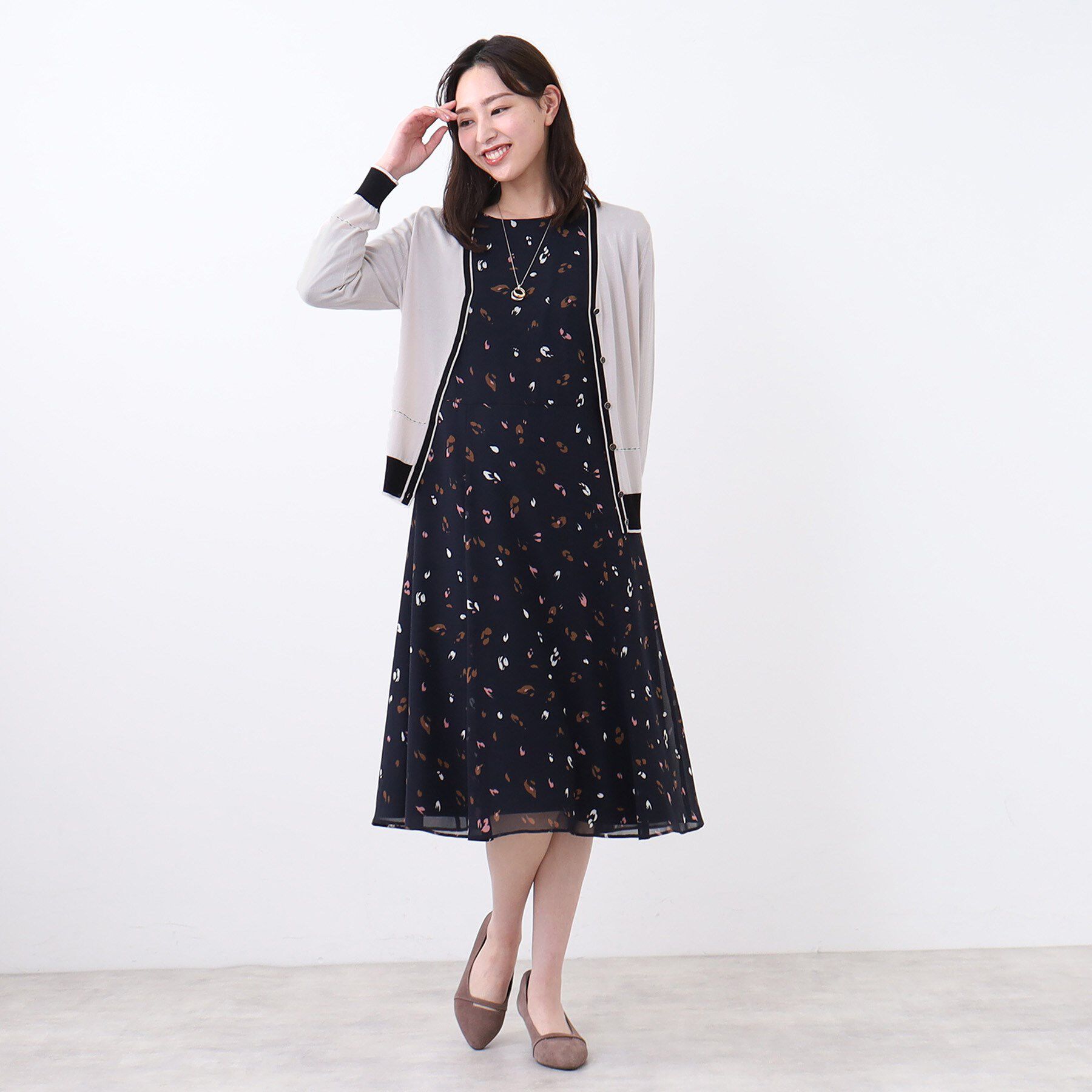 Reflect「【WEB先行カラーあり／手洗い可／アンサンブル可】バイカラーカーディガン」|カーディガン|