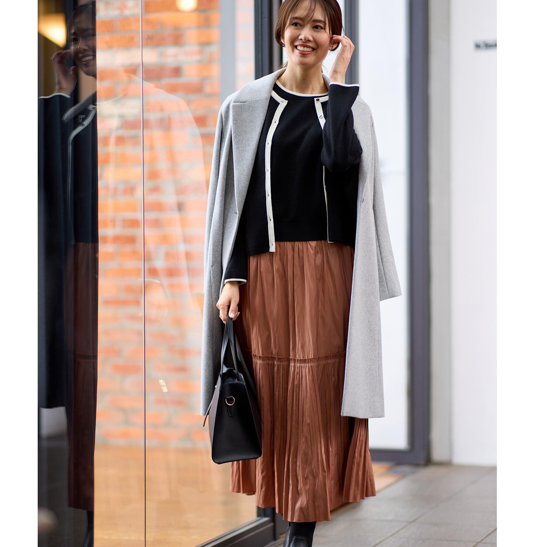 Reflect「【選べる6色】テーラードカラーロングウール混コート」|チェスターコート|