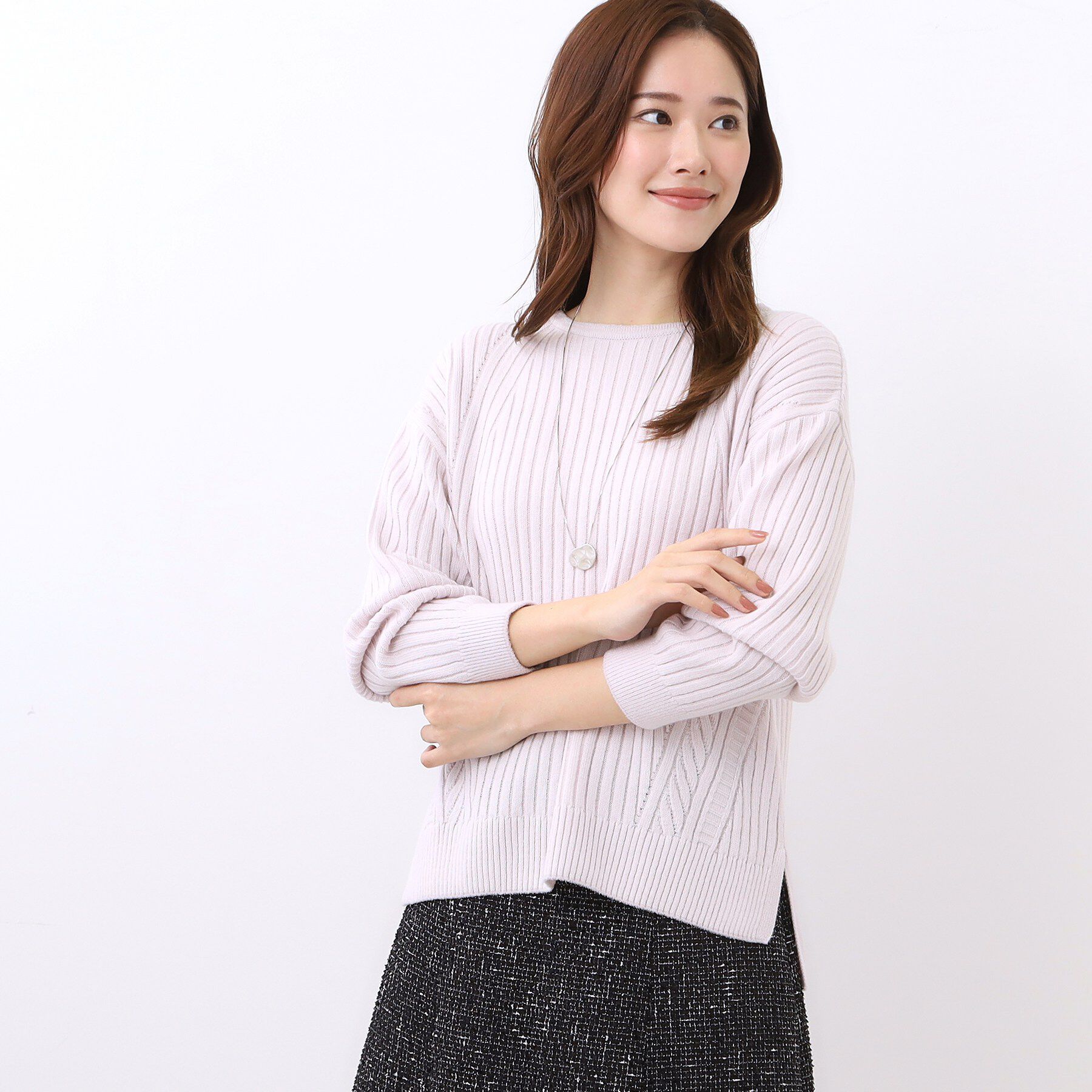 Reflect「【ゆったり着られる◎】ワイドリブニットプルオーバー」|ニット・セーター|ライトグレー(011