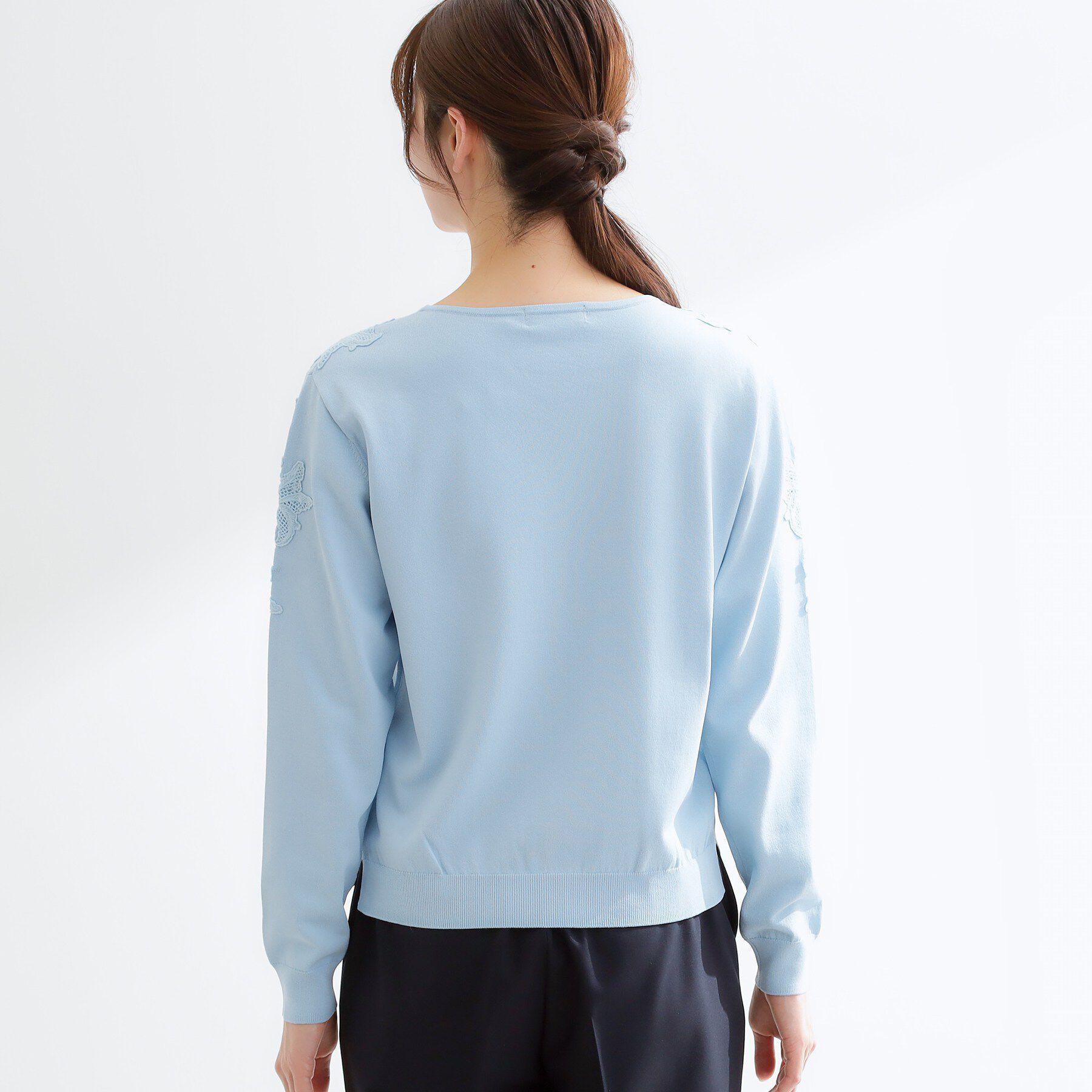 Reflect「レースデザインスリーブニットプルオーバー」|ニット・セーター|